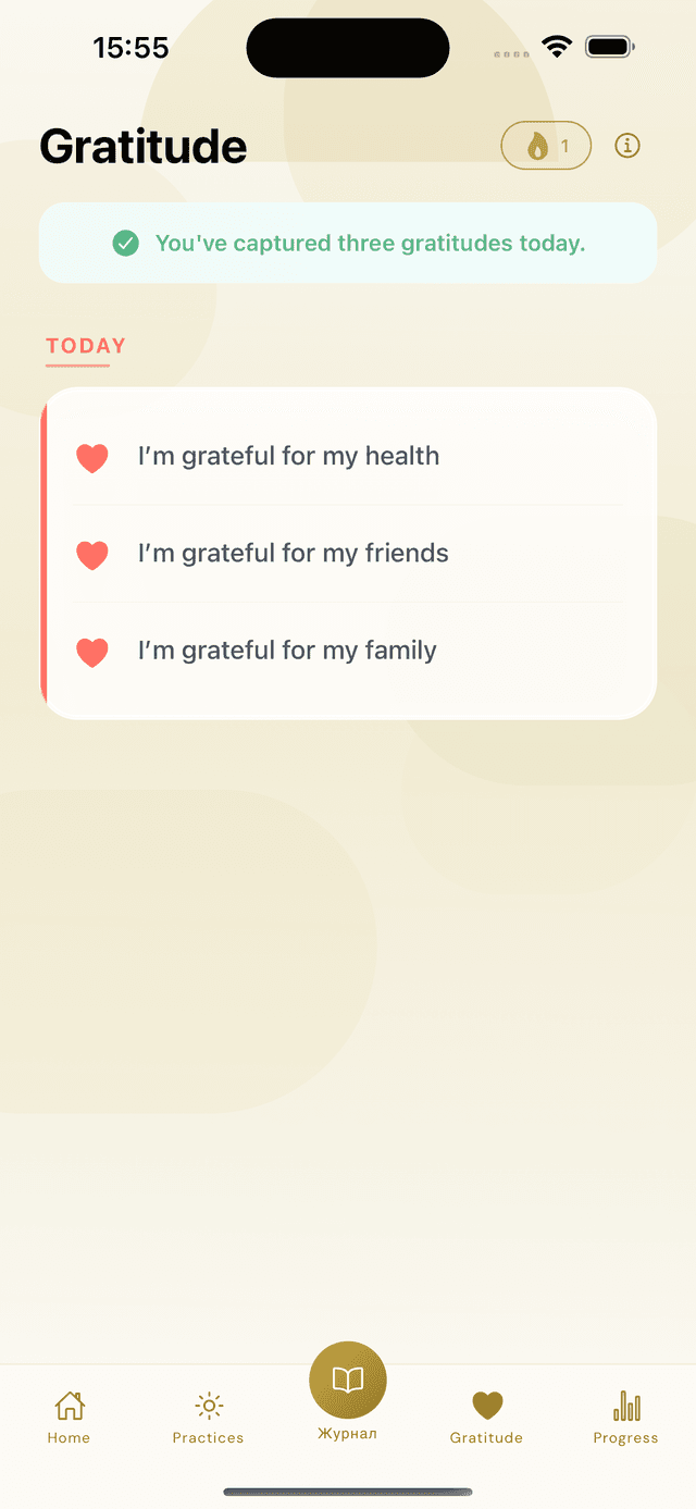 Three gratitudes a day change everything screenshot
